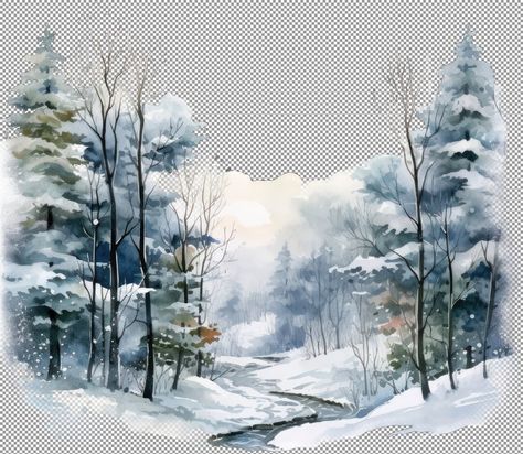 Enchanted Forest Decorations, Winter Scene Paintings, Forest Clearing, Snow Painting, Winter Lovers, Landscape Clipart, Snowy Woods, Winter Szenen, Winter Event