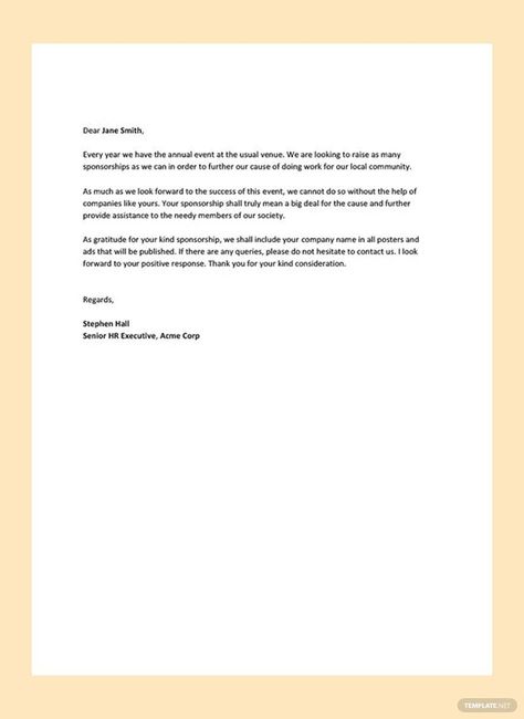 Event Sponsorship Letter Template Letter For Birthday, Sponsorship Letter Template, Sponsorship Letter, Event Sponsorship, Letter Template, Google Docs, Ms Word, Word Doc, Jersey Design