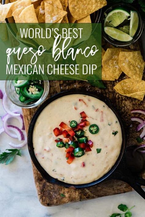 Indulge in the creamy bliss of our irresistible queso blanco dip! This crowd-pleasing appetizer is perfect for any occasion. Pair it with crispy tortilla chips for the ultimate snack or serve it alongside your favorite Mexican dishes for a burst of cheesy goodness. Quick and easy to prepare, our queso blanco dip recipe will have your guests coming back for more! Caso Dip, Sausage Queso Dip, Queso Dip Crockpot, Queso Blanco Recipe, Sausage Queso, White Queso Recipe, Queso Blanco Dip, Cheese Dip Mexican, White Queso Dip