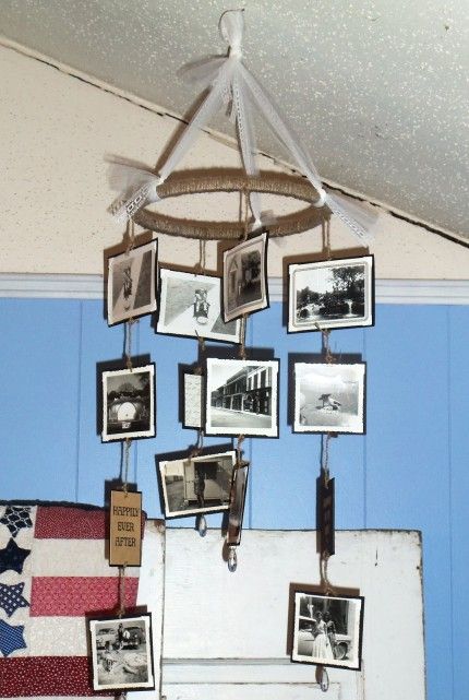 Vintage Photo Mobile Window Charms, Genealogy Crafts, Collectibles Display, Photo Mobile, Diy Gallery Wall, Heritage Scrapbooking, Creation Photo, Diy Chandelier, Creative Stuff