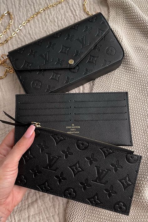 Louis Vuttion Pochette, Louis Vuitton Felicie Pochette Black, Black Luis Viton Bag, Disgner Bag, Louis Vuitton Black Purse, Louis Vuitton Dhgate, Louis Vuitton Wallet Aesthetic, Louis Viouton Purse, Louis Vuitton Purse Aesthetic