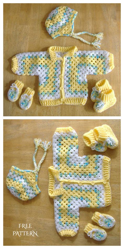 Granny Hexagon Baby Jacket Free Crochet Pattern + Video - DIY Magazine Crochet Doll Cardigan, Baby Crochet Cardigan Free Pattern, Doll Sweater Crochet Pattern Free, Baby Layette Crochet Patterns Free, Baby Crochet Projects, Baby Clothes Crochet, Crochet Baby Sweaters Free Patterns, Baby Crochet, Granny Hexagon Cardigan