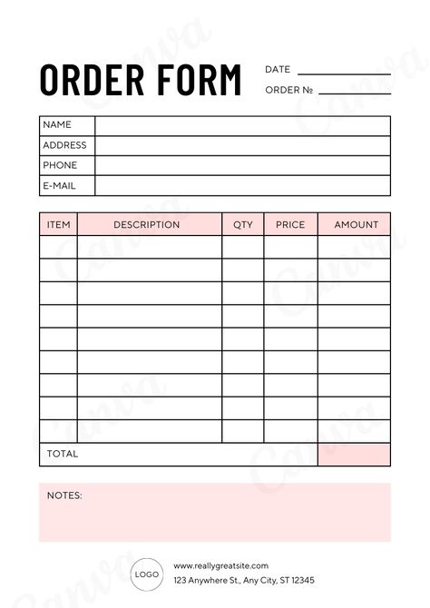 Invoice For Small Business, Order Forms For Small Business, Business Invoice Template, Special Order Form Template, Sticker Order Form, Decal Order Form Template Free, Pink Zebra Order Form, Product Order Form, Diy Order Form