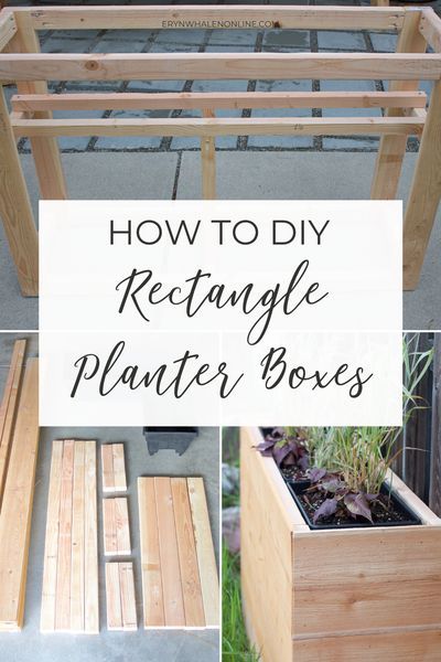 DIY rectangle planter boxes are the perfect summer home project!  Learn how to create this cute gardening decor piece today! Diy Tall Rectangular Planter, Tall Rectangle Planters Outdoor, Diy Long Planters Outdoor, Long Wood Planter Boxes, Planter Box On Deck, Outdoor Planters Diy Wood, Tall Wooden Planter Boxes Diy, Tall Wooden Planters Diy, Long Planter Boxes Diy