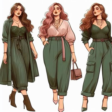 Artsy Outfit Ideas Plus Size, Green And Pink Outfit Ideas, Plus Size Fashion Sketch, Curvy Eclectic Fashion, Fall Fashion Curvy Women, Cute Work Outfits Plus Size, Plus Size Old Money Aesthetic, Finding Your Style Fashion, Formal Plus Size Outfits