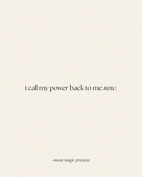 🪽affirm: I call my power back to me now from all places, spaces, dimensions, and timelines.🪽 spiritual cleaning rituals to clear your path: ✨rejuvenate your energy by clearly stating your intention to reclaim your power. ✨create a sacred space by using sage, palo santo, or other cleansing herbs to purify your environment. ✨create an altar with items that resonate with your intention, such as crystals (e.g., black tourmaline, obsidian), candles, and symbolic objects. ✨ground and center ... I Call My Power Back, Symbolic Objects, Cleansing Herbs, Reclaim Your Power, Power Back, My Power, Moon Magic, Sacred Space, Black Tourmaline