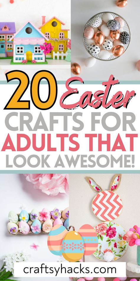 Have fun with these Easter crafts for adults. They are fun DIY projects for adults you can enjoy Easter wit hthese fun crafting ideas. Enjoy! Easter Gifts For Mom Diy, Easter Craft For Teenagers, Diy Easter Projects, Adult Spring Crafts Diy Projects, Easter Senior Living Activities, Easter Crafts Older Kids, April Craft Ideas For Adults, Cute Easter Crafts Diy, Quick And Easy Easter Crafts