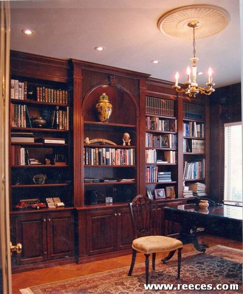 Victorian Home Library, Dark Wood Bookcase, Comfort Vibes, Victorian Library, Cozy Home Library, Library Room, Cherry Hardwood, Cherry Cabinets, Wood Bookcase