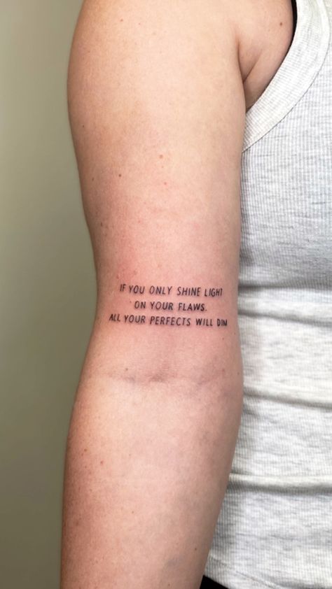 All your perfects by colleen hoover tattoo, done at Queen Ink Studio by Janna Stonebreaker in Cincinnati OH Tattoo Book Quotes, Colleen Hoover Tattoo, Tattoo Simplistic, Tattoo Printable, Book Quotes Tattoo, Book Tattoo Ideas, Colleen Hoover Quotes, Hoover Books, Taylor Swift Tattoo