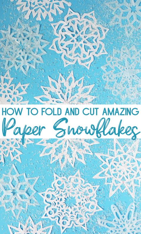 how to fold and cut amazing paper snowflakes Big Snowflakes Paper, Diy Large Paper Snowflakes, Tissue Paper Snowflakes Diy, Snowflake Food Ideas, Snow Flakes Paper Craft, How To Make A Snowflake Out Of Paper, How To Cut Snowflakes Easy, How To Fold Paper For Snowflakes, How To Make A Paper Snowflake