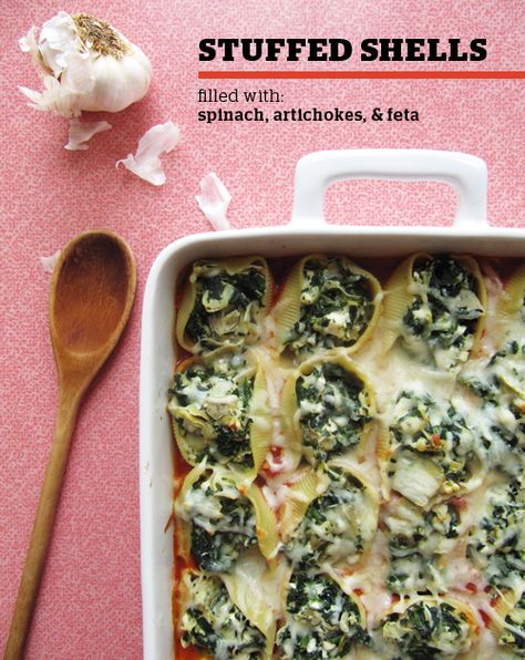 Spinach, Artichoke & Feta Stuffed Shells Leggings As Pants, Drinking Black Coffee, Tasty Pasta, Spinach Artichoke, Spinach And Feta, Savory Recipes, Stuffed Shells, Yummy Eats, Follow Your Heart