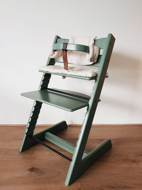 Tripp Trapp Hack, Tripp Trapp High Chair, Stokke High Chair, Tripp Trapp Chair, Daily Greens, Hand Painted Chairs, Stokke Tripp Trapp, Tripp Trapp, Soft Green Color