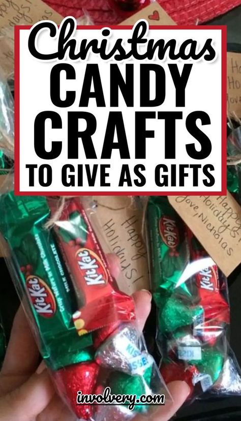 Christmas Gift Cups Filled, Candy Christmas Presents, Cute Candy Christmas Gifts, Christmas Gifts Made From Candy, Christmas Treats Ideas For Gifts, Chocolate Christmas Gifts Diy, Diy Christmas Snacks For Kids, Christmas Candy Treat Bags, Cute Candy Gifts For Christmas