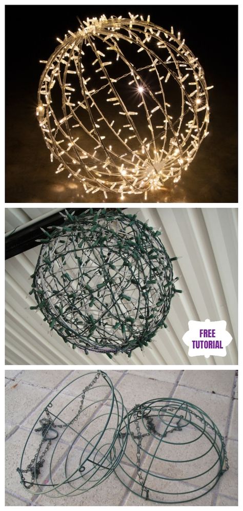 Giant Christmas Lights, Christmas Light Balls, Christmas Hanging Baskets, Ideas Decoracion Navidad, Video Led, Fence Diy, Outdoor Fence, Diy Christmas Lights, Hanging Christmas Lights