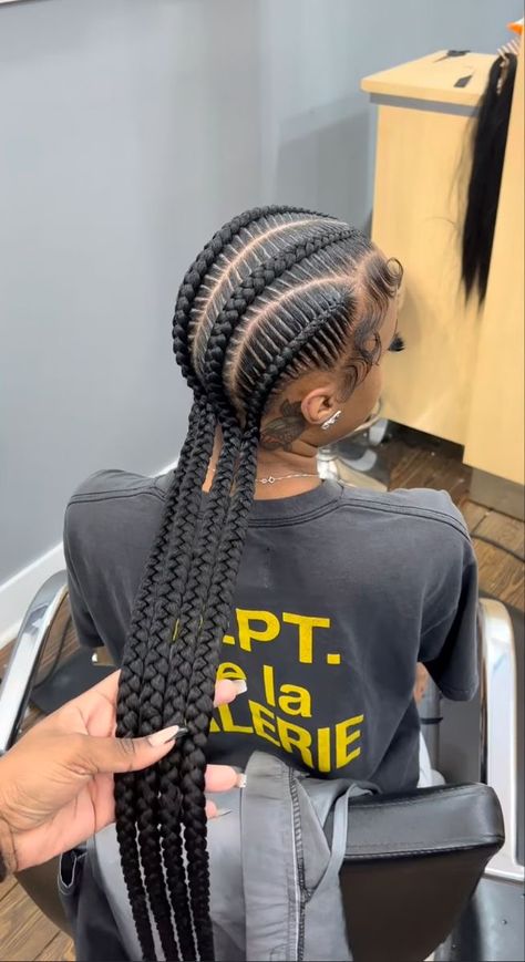 4 Feed In Braids Hairstyles, 4 Stitch Braids, 4 Feed In Braids, Black Kids Braids Hairstyles, Cornrows Braids For Black Women, Feed In Braids, Weave Ponytail Hairstyles, Feed In Braids Hairstyles, Black Hair Extensions