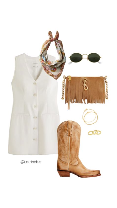 cool girl country #outfitinspo #outfitinspiration #outfitideas #westernaesthetic #westernfashion #westernfit #countryaesthetic #countryconcertoutiftidea #countryconcertinspo Spring Birthday Party Outfit Women, Texas Gameday Outfit Longhorns, Fall Outfits For Nashville Tn, Summer Montana Outfits, Kacey Musgraves Outfit Concert, Rock The South Concert Outfit, Chic Country Outfits, Costal Cowgirl Aesthetic Outfits, Kentucky Outfits