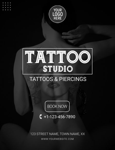 9,890+ tattoo studio art tattooed body Customizable Design Templates | PosterMyWall Tattoo Posters Design, Logo Design Tattoo Studio, Tattoo Offer Poster, Tattoo Advertising Posters, Tattoo Poster Design Graphics, Tattoo Flyer Design, Tattoo Promotion Ideas, Tattoo Studio Logo Design, Tattoo Salon Design