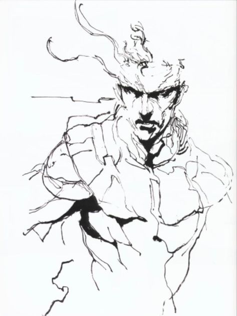 Pencil Reference, Snake Sketch, Yoji Shinkawa, Snake Metal Gear, Metal Gear Solid Series, Metal Gear Series, Snake Illustration, Solid Snake, Metal Gear Rising