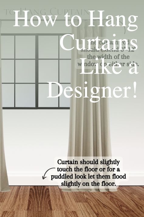 Designing with curtains is an art form - and one that can transform a room! If you want to add a touch of style and sophistication to your home, learning how to hang curtains like a designer is the perfect way to take your space to the next level. From measuring and installation to choosing the perfect hardware, this guide will provide you with all the essential information you need to make the most of your window treatments and create a beautiful, personalized look. Height Of Curtain Rod, How To Hang Long Curtains, How To Hang Curtains To Make Room Bigger, Curtain Rod Placement Living Rooms, How To Style Curtains Bedroom, Curtains Living Room How To Hang, Curtain Rod Placement Bedrooms, Proper Way To Hang Curtains, How Wide To Hang Curtain Rods