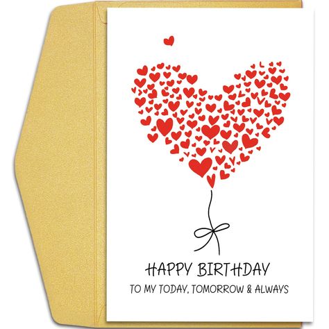 PRICES MAY VARY. Use our cards to express your love to your loved one on her/his birthday. It is the perfect way to show how much you care. Printed on premium, smooth, heavy card stock and wrapped in a protective cellophane sleeve. Wonderful birthday gift for him/her. Card measures 8 x 5.3 inches when folded and comes with an extra thick envelope in case you want to mail your card. Blank inside. You can write down your feelings, leave your thoughts on others, and let them know your love for favo Birthday Card Ideas For Wife, Diy Happy Birthday Cards For Boyfriend, Birthday Cards Ideas For Best Friends, Happy Birthday Card Ideas For Boyfriend, Birthday Card Love Boyfriend, Happy Birthday Card Boyfriend, Birthday Card For Love, Bday Card For Boyfriend, Love Cards For Him Handmade