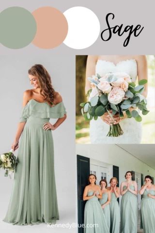 2021 Wedding Colors: Ultimate Inspiration Guide – Kennedy Blue Wedding Colors 2024, Flared Bridesmaid Dresses, Slate Blue Bridesmaid Dresses, Top Wedding Colors, Olive Green Bridesmaid Dresses, Rust Bridesmaid Dress, Olive Wedding, Boda Ideas, Neutral Bridesmaid Dresses