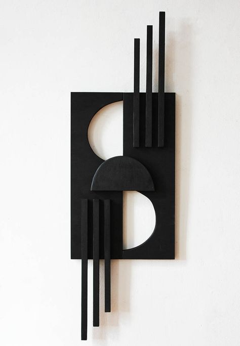 Black Wall Sculpture, Wall Art Paint, Wall Art Cool, Art Deco Paintings, Art Deco Abstract, Geometric Shapes Art, Wood Wall Art Diy, Geometric Sculpture, 타이포그래피 포스터 디자인