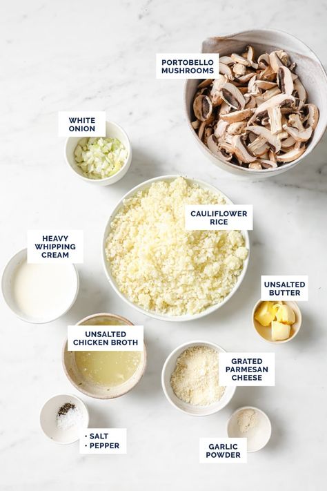 Low Calorie Risotto, Mushrooms Real, Nutrient Dense Recipes, Cauliflower Risotto Recipes, Cauliflower Mushroom, Cauliflower Risotto, Cauliflower Rice Recipes, How To Cook Mushrooms, One Pot Dishes