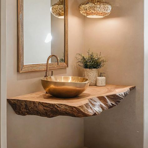 Discover the perfect blend of elegance and functionality with our exquisite Live Edge Shelf Vanity , a must-have piece for any modern home. Meticulously crafted with attention to every detail, this piece is designed to enhance your living space while providing practical storage solutions. 🌟 About the product  ✔️ Handcrafted Quality: Completely handmade, assembled from solid, rustic natural wood. ✔️ Rustic and Unique Design: Every edge of the product features lively, natural wood grain, showcasi Small Floating Bathroom Sink, Modern Wood Bathroom Vanity, Live Edge Vanity Top, Live Edge Bathroom Vanity, Live Edge Bathroom, Surfing Cowboy, Wood Shelf Bathroom, Live Edge Vanity, Live Edge Shelf