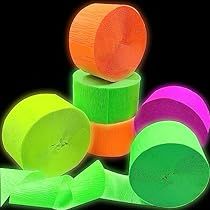 Birthday Neon Party, Party Streamer, Streamer Decorations, Decorations For Wedding, Balloon Glow, Glow Party Supplies, Crepe Paper Streamers, Blacklight Party, Party Streamers