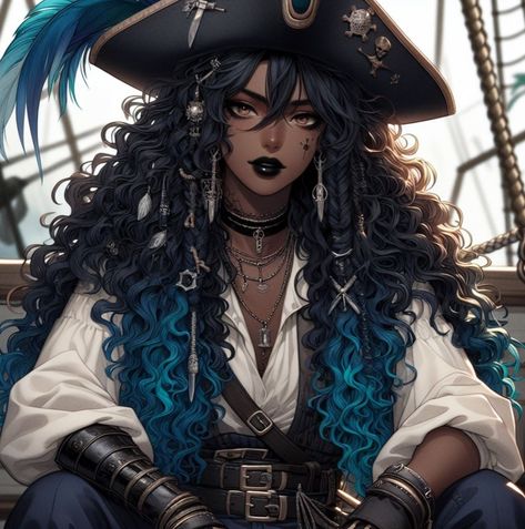 Black Woman Pirate, Pirate Girl Aesthetic, Pirate Girl Art, Pirate Oc Art, Dnd Pirate Art, Female Pirate Art, Pirate Character Art, Pirate Female, Pirate Drawing