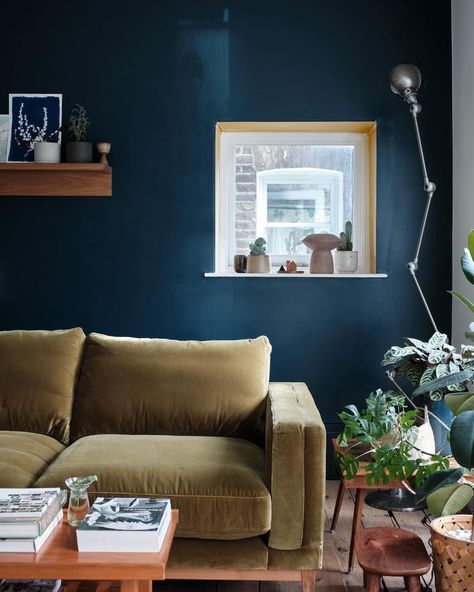 Farrow & Ball on Instagram: “#HagueBlue in every space 💙 How have you used this deep blue in your home? Or if you're planning on using it in your next project, tell us…” Hague Blue Living Room, Hague Blue Kitchen, Blue Means, Farrow Bal, Borrowed Light, Dark Rooms, Hague Blue, Painting Carpet, Dining Room Blue