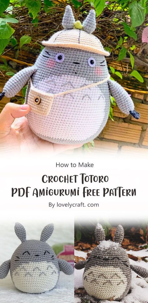 Totoro Amigurumi Pattern, Bidoof Crochet Pattern, Totoro Hat Crochet Pattern Free, Totoro Pattern Crochet, My Neighbor Totoro Crochet Free Pattern, Anime Free Crochet Pattern, Totoro Knitting Pattern, Free Crochet Kawaii Patterns, Totoro Amigurumi Free Pattern