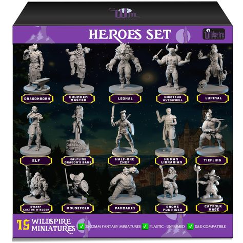 PRICES MAY VARY. 15 Unique Fantasy Miniatures for Dungeons and Dragons - No duplicates - Funded by 600+ Kickstarter Backers, these figurines for DND are crafted for your creative tabletop RPG. 28-32mm scale. Includes Game-Ready Campaign Setting (Digital PDF) - Time saving story-building – These figures for D and D miniatures include a digital campaign setting with game-ready adventures, custom illustrations. Diverse Cast of Characters for Dungeons and Dragons Miniatures - Great quality 28mm figu Miniature Figures Fantasy, Dnd Figures, D And D, Dnd Minis, D&d Minis, Story Building, Dungeons And Dragons Miniatures, D&d Miniatures, Digital Campaign