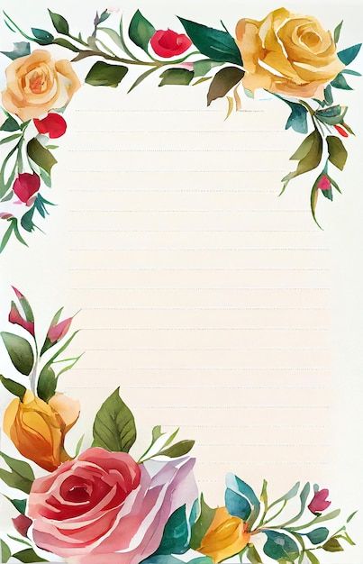 Photo a blank page with flowers and leav... | Premium Photo #Freepik #photo #stationery #floral-background #flower-background #background-design Floral Cover Page, Background Flower, Page Background, Binder Cover, Page Borders, Paper Board, Flower Background, Binder Covers, Blank Page