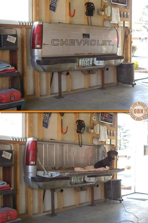 Need more seating in your garage? Then this Chevy fold up bench could be for you... Want more? Then head over to our “Furniture ideas” album on our site at http://theownerbuildernetwork.co/ideas-for-your-rooms/furniture-gallery/furniture-ideas/ We’re looking forward to reading your opinions. ขวดโหล Mason Jar, Tailgate Bench, Casa Garage, Diy Muebles Ideas, Mother Board, Man Cave Garage, Old Car, Garage Workshop, Garage Organization