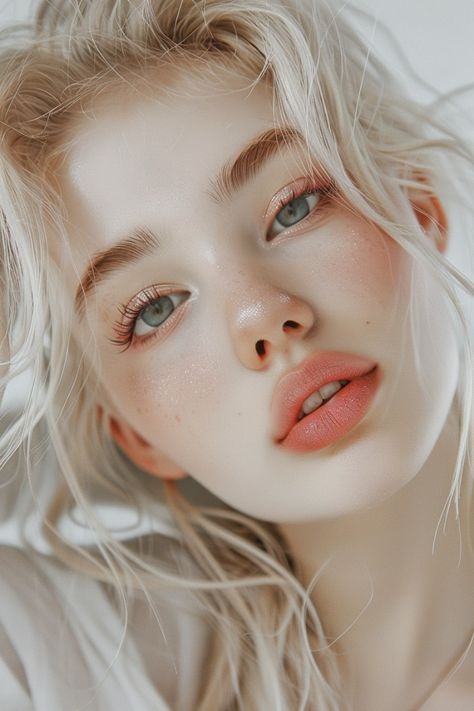 Girl Face Reference, Women Face Reference, Face Portrait Reference, White Hair Girl, Chic Manicure, Model Portrait, Hair Images, Short Nail Designs, Pale Skin