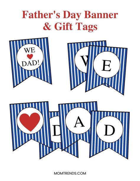 Banner and gift tags free printable for Father's Day. #fathersday #printable Fathers Day Banners Free Printable, Gift Tags Free Printable, Fathers Day Banner, Free Poster Printables, Father's Day Activities, Father's Day Printable, Free Printable Banner, Free Printable Gift Tags, Fathers Day Photo