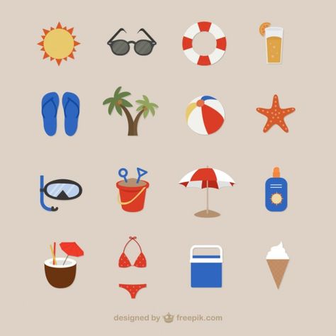 Holiday Illustrations Summer, Summer Graphic Design Illustration, Summer Illust, Beach Elements, Sunglasses Art, Summer Elements, Beach Vector, Holiday Icons, Template Frame