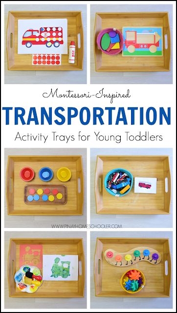 Transportation Activity Trays for Young Toddler - 20 months Montessori Transportation Activities, Tray Activities Preschool, Transport Activities For Toddlers, Transportation Montessori, Transportation Activity, Months Activities, Montessori Spring, Montessori Trays, Montessori Activities Preschool