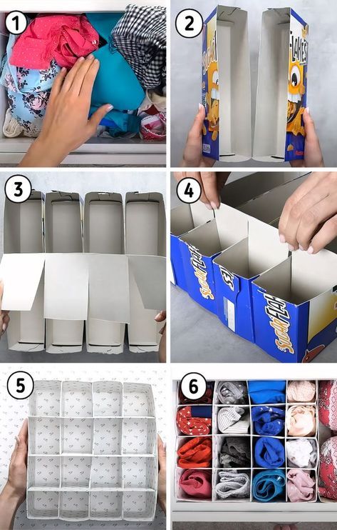 Cardboard Wardrobe, Cardboard Box Storage, Diy Karton, Cardboard Organizer, Cardboard Storage, Diy Room Decor Videos, Bedroom Hacks, Cardboard Crafts Diy, Packing Hacks Clothes