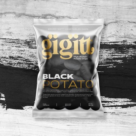 GIGITT Black Chips on Packaging of the World - Creative Package Design Gallery Potato Packaging, Plastic Packaging Design, Dessert Package, Package Food, Snacks Packaging, Potato Nachos, Chip Packaging, Packaging Snack, Snack Packaging