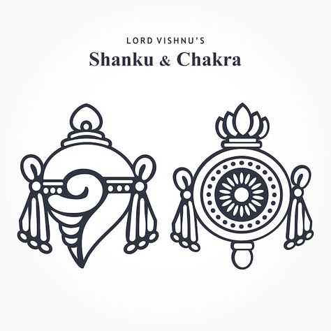 Vector Symbols, Vishnu Rangoli, Chakra Drawing, Krishna Symbol, Tirupati Balaji Rangoli, Lord Vishnu Tattoo, Shankha Design, Lord Balaji Logo, God Symbols