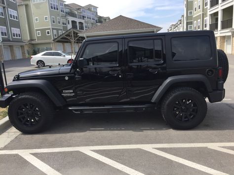 My Black Jeep Wrangler Unlimited- custom painted xd heist rims 18" Jeep Wrangler All Black, Black Jeep Wrangler Unlimited Sahara, Custom Jeep Wrangler Unlimited, Black Jeep Wrangler Unlimited, Matte Black Jeep Wrangler 4x4, Black 4 Door Jeep Wrangler, Auto Jeep, Wrangler Jeep, Jeep Wrangler Two Door Black