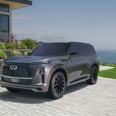 Infiniti QX Monograph Concept Infiniti Qx 80, Vision Board Photos, X Car, Bamboo Forest, Luxury Suv, Concept Car, Luxury Car, Running Lights, Concept Cars