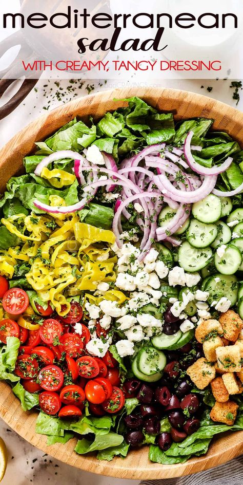 Mediterranean Salad Ideas, Mediterranean Salad Recipes Healthy, Mediterranean Diet Salads, Mediterranean Salad Recipes, Mediterranean Chopped Salad, 30 Minute Meals Chicken, Restaurant Salad, Mediterranean Salad Recipe, Everyday Dinners