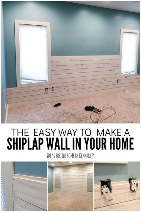 Love the look of white washed wood plank accent walls? Learn how to make a DIY shiplap wall to add rustic farmhouse style to your master bedroom, living room, bathroom, or any room! #plankwall #shiplap #kenarry #ideasforthehome Shiplap Bedroom, Diy Shiplap Wall, White Washed Wood, Floor Makeover, Shiplap Wall Diy, Shiplap Accent Wall, White Shiplap Wall, Diy Shiplap, Shiplap Wall