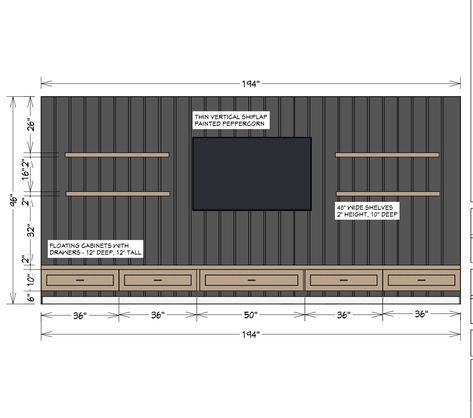 Living Room Accent Wall | Design Renderings Ideas for your Home | construction2style Tv Accent Wall, Built In Shelving, Living Room Wall Designs, Built In Shelves Living Room, Living Room Wall Units, Living Room Built Ins, Basement Living Rooms, Accent Walls In Living Room, Level Design