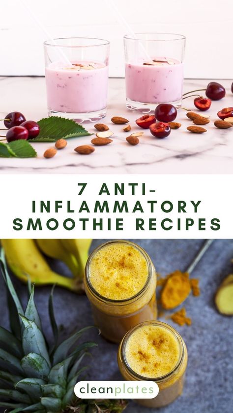 7 Anti-Inflammatory Smoothie Recipes We Love Anti Inflammation Morning Drink, Antiflammatory Smoothie, Antiflammatory Smoothie Recipes, Antinflamatory Smoothie, Anti Inflammation Breakfast Smoothie, Smoothies For Inflammation And Pain, Red River Health And Wellness Recipes, Anti Inflammation Smoothie Recipes, Anti Flammatory Recipes