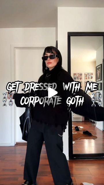 830K views · 113K likes | ✯ 𝕸𝖆𝖗𝖘 ✯ on Instagram: "get dressed with me for a coffee meeting !! another lil corporate goth outfit (and yes! we are being loose-y goose-y with our language! don’t yell at me!) we’re really pingponging thru thoughts this morning 🖤⛓️THX FOR WATCHINNNNG 🖤⛓️ 

outfit details:
first pants @disturbia 
second pants @aritzia Wilfred cropped pants 
@asos textured panel shirt 
@killstar pierced sweater 
@statementcollective_ ball chain necklace 
@askemblastore hangers 
@etahlove @bloodymarymetal @loxandchain rings 
@princesspollyboutique loafers and sunnies 
Work bag is from amazon (linked on my LTK!)" Indie Gig Outfit, Goth Alt Outfits, Alternative Business Casual Outfits, Collar Shirt Outfits, Goth Corporate Work Outfits, Goth Outfits Pants, Dark Boho Outfits, All Black Plus Size Outfit, Corporate Goth Outfits