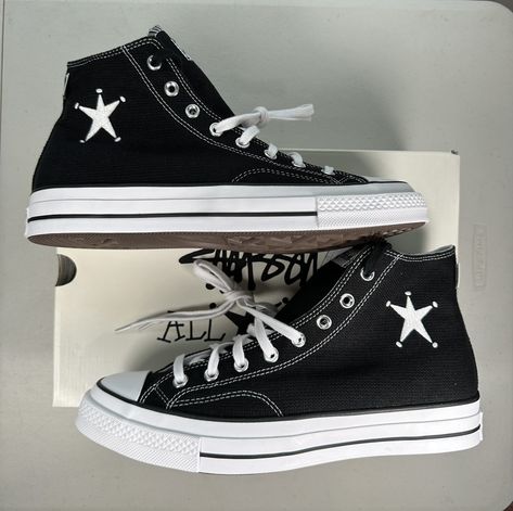 Stussy Converse x Stussy Chuck Taylor 70 High Top Black | Grailed Converse X Stussy, Stussy Converse, Stussy Shoes, Closet Necessities, Chuck 70s, Stussy Men, Chuck Taylor 70, Indie Jewelry, Black High Tops